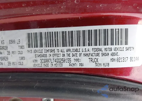 2016 Ram 1500 Big Horn z USA, uszkodzony, nr VIN 3C6RR7LT4GG250155